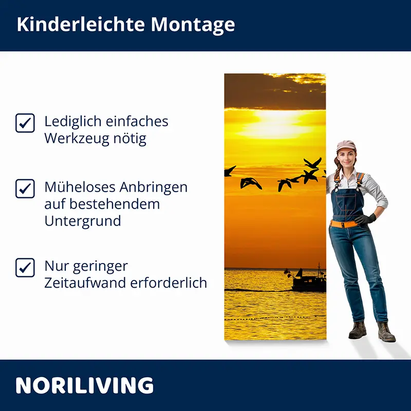 Bild: Sonnenuntergang-Wandbild mit einfacher Montage