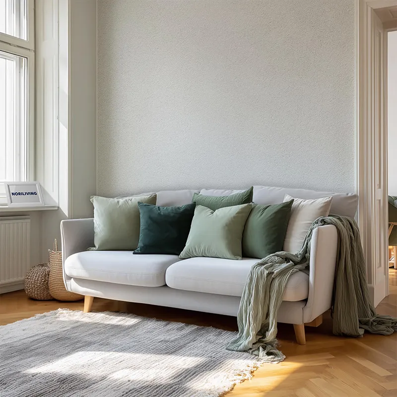 Wohnzimmerrückwand Alu heller Wandputz 728