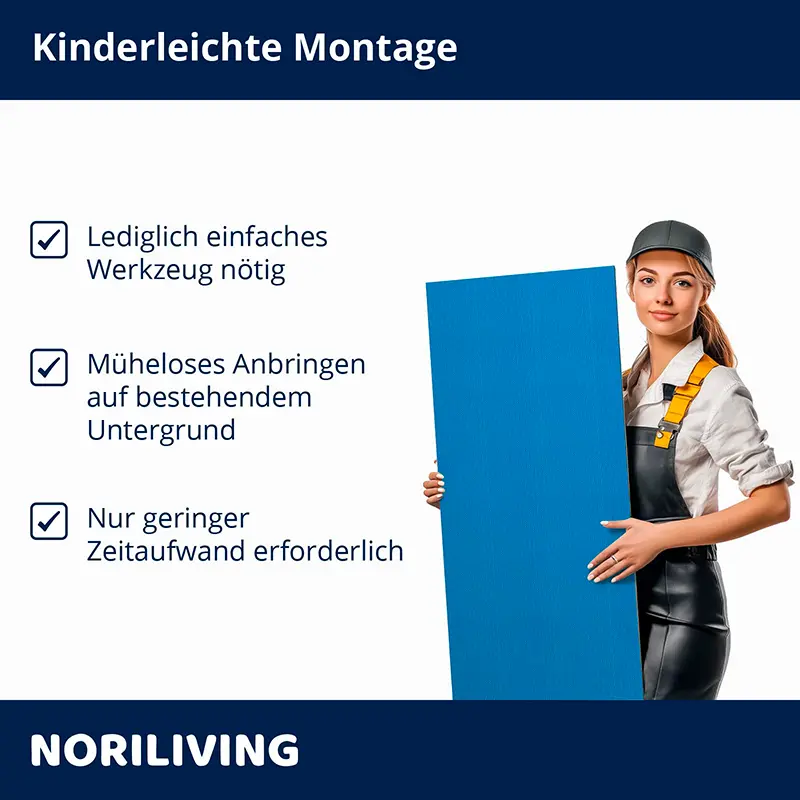 Handwerkerin mit blauem Paneel, einfache Montage