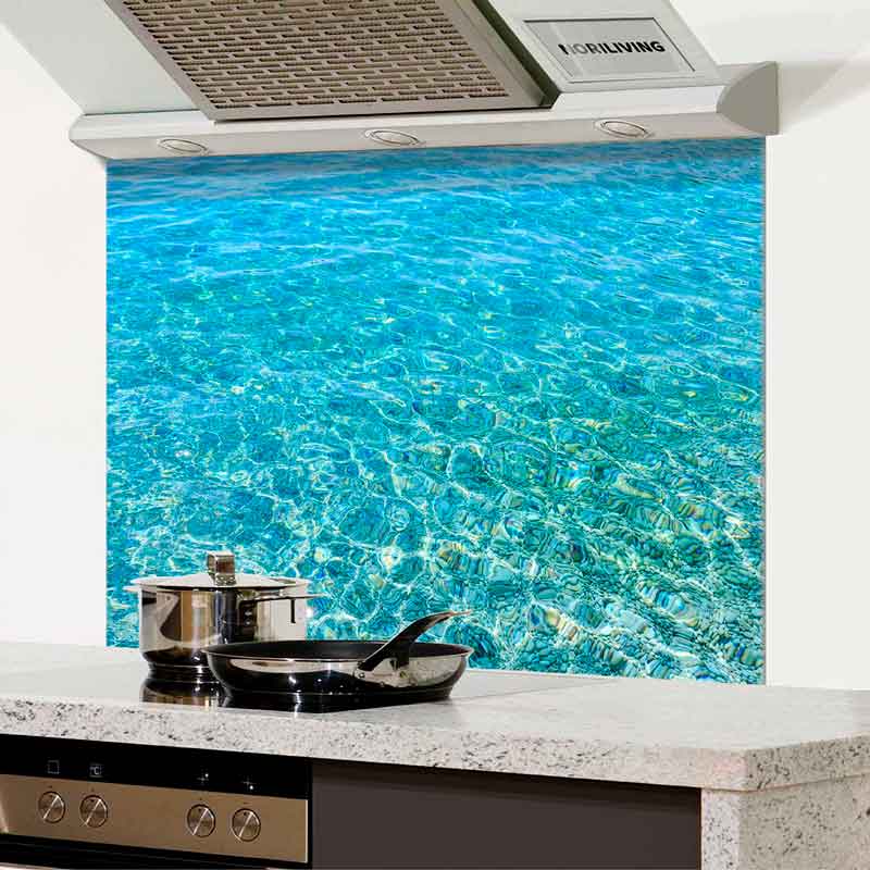 Spritzschutz Küche - Herd Alu fließende Wasseroberfläche des blauen Meeres 188