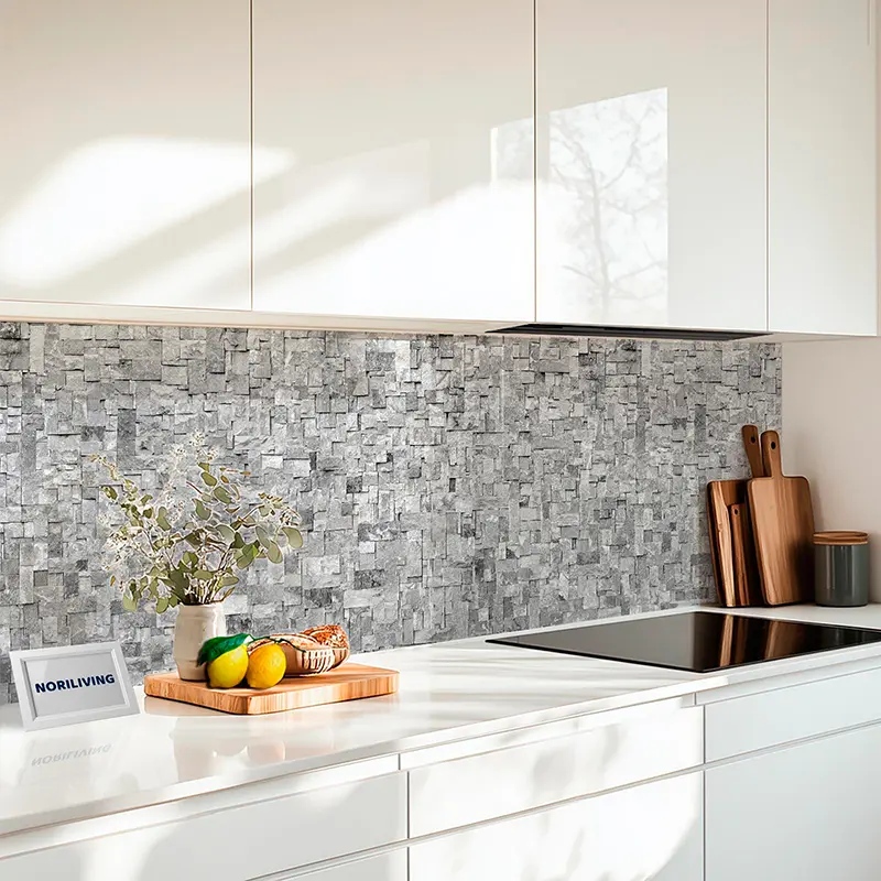 Fliesenspiegel Alu Steinwand Mosaik hellgrau 209a