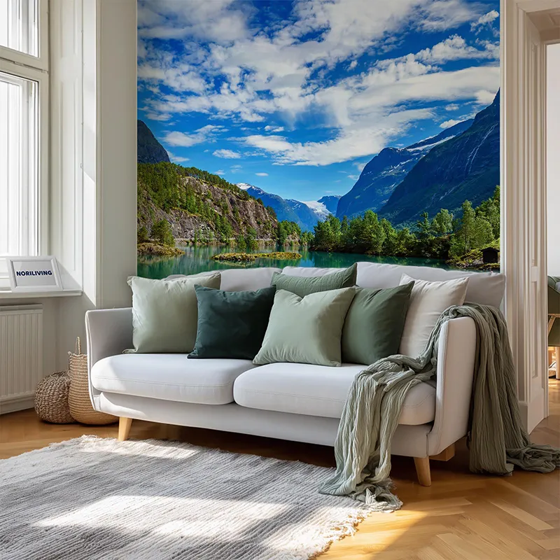 Wohnzimmerrückwand Alu Gebirgssee in Norwegen 798