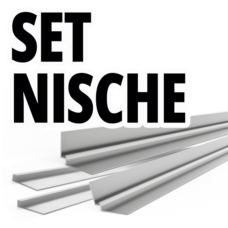 Silberne Aluminium-Profilleisten für Nischeneinbau, mehrteiliges Set