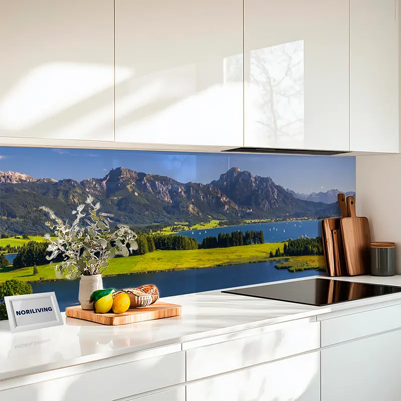 Panorama-Glasrückwand Küche: Alpenlandschaft