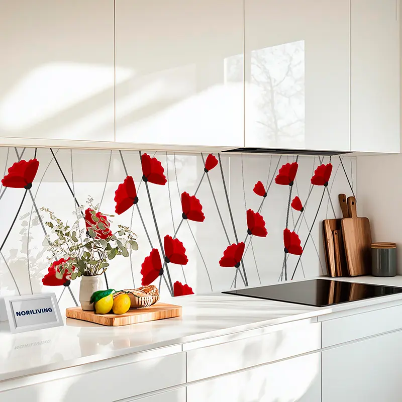 Fliesenspiegel Alu Rote Mohnblumen 804