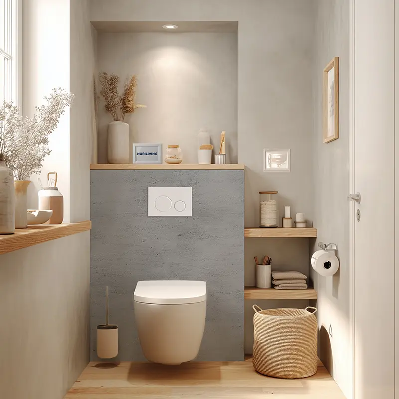 Toilettenrückwand Alu Stein mittel grau Beton 262 schwarz-weiß