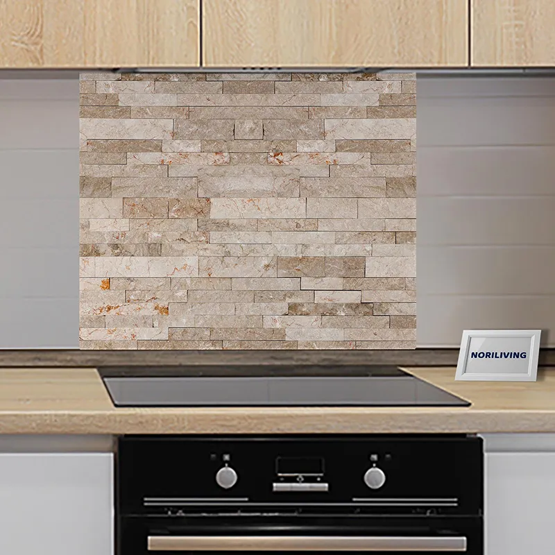 Spritzschutz Küche - Herd Alu Steinwand Mosaik hell 008