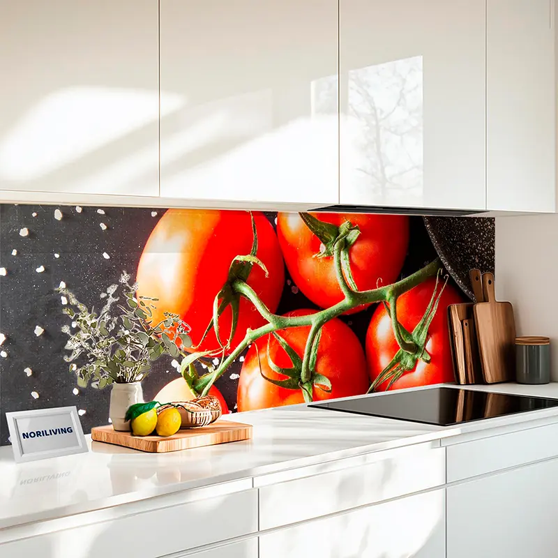 Fliesenspiegel Alu Pfanne mit Spaghetti, Tomaten und Kräutern 409