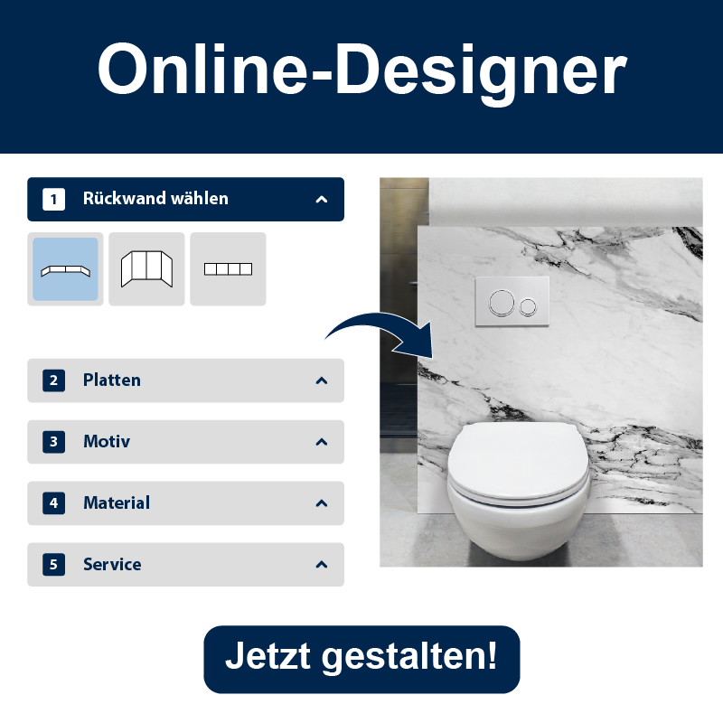 Designer Toilettenrückwand Aluverbund