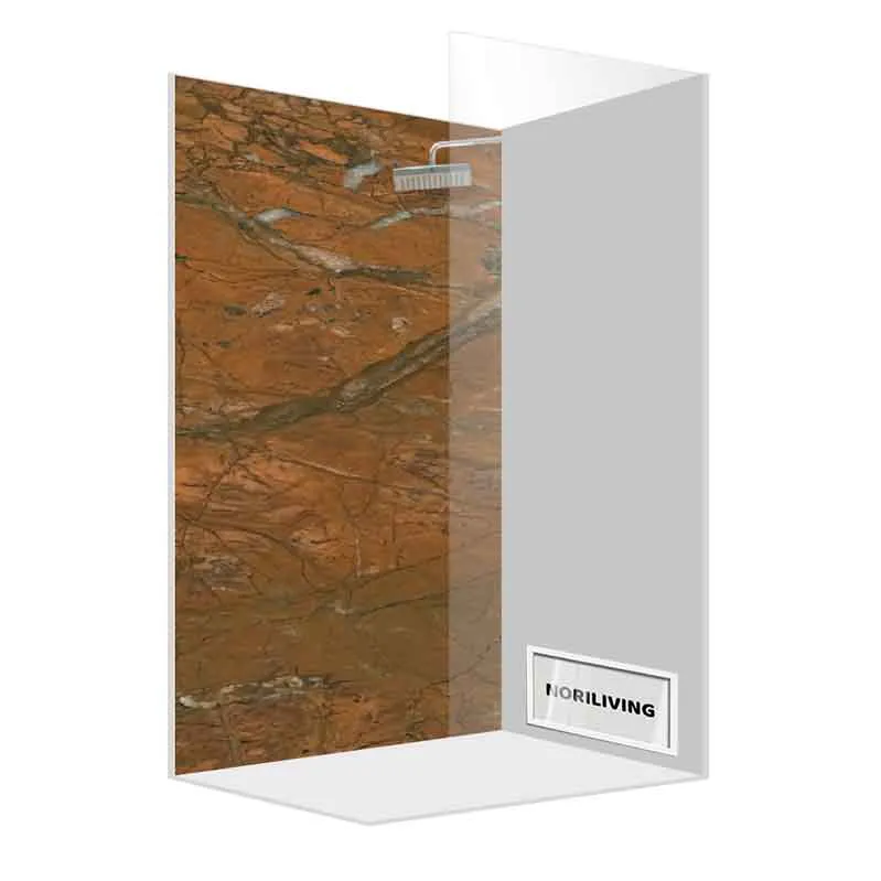 Duschrückwand brauner Marmor mit Glasabtrennung