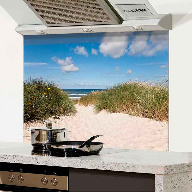 Spritzschutz Küche - Herd Alu Dünen Gras Strand 110