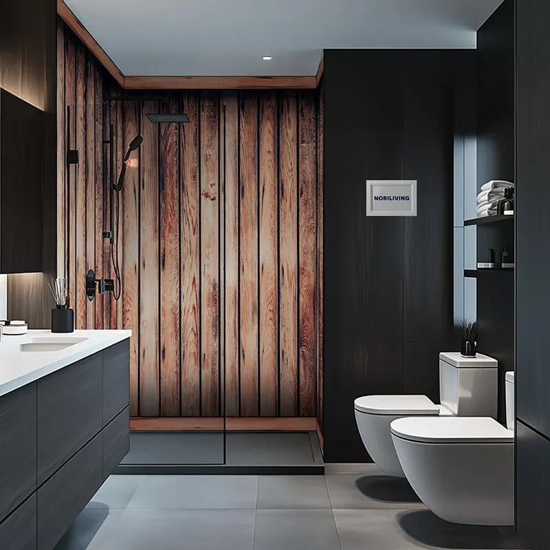 Elegantes Bad mit Walk-in-Dusche und Hänge-WC