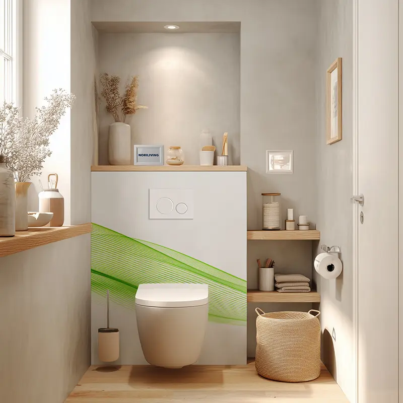 Toilettenrückwand Alu abstrakte grüne Wellenlinien 973