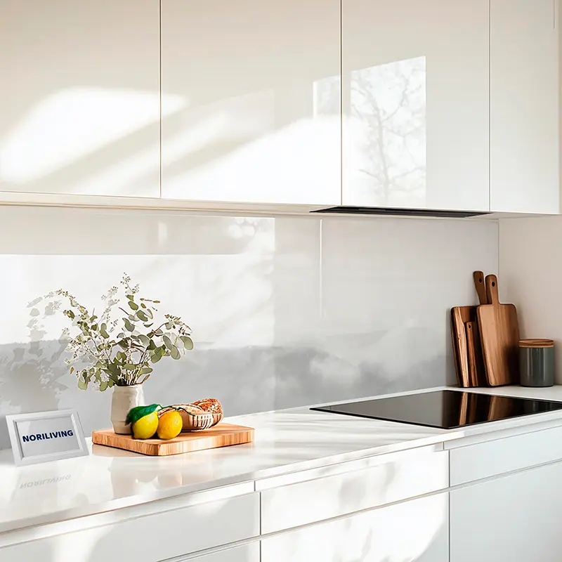 Fliesenspiegel Alu Sonnenaufgang mit Nebel in den Bergen 033 schwarz-weiß