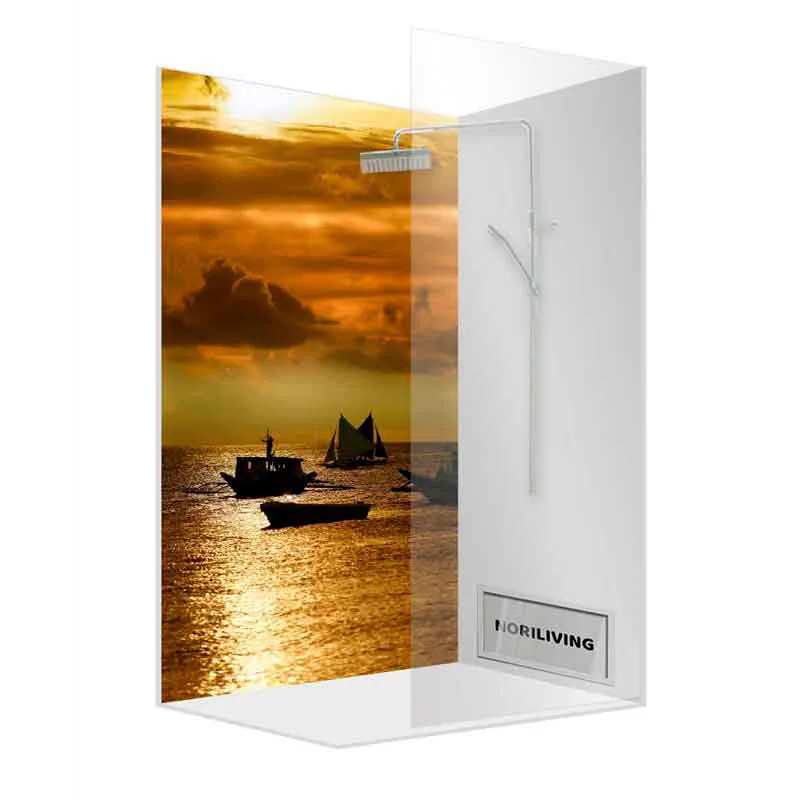 Duschwand mit Strandmotiv Sonnenuntergang