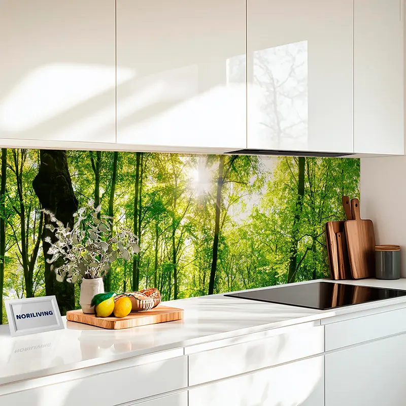 Fliesenspiegel Alu Sonniger grüner Wald 194