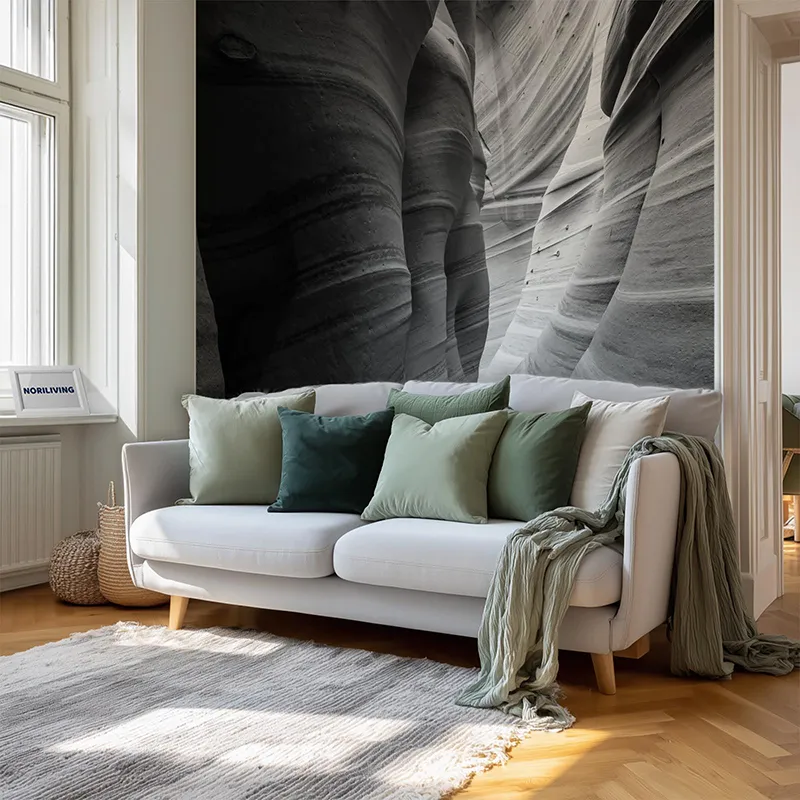 Wohnzimmerrückwand Alu Sandsteinformationen in den Wüsten von Utah 783 schwarz-weiß