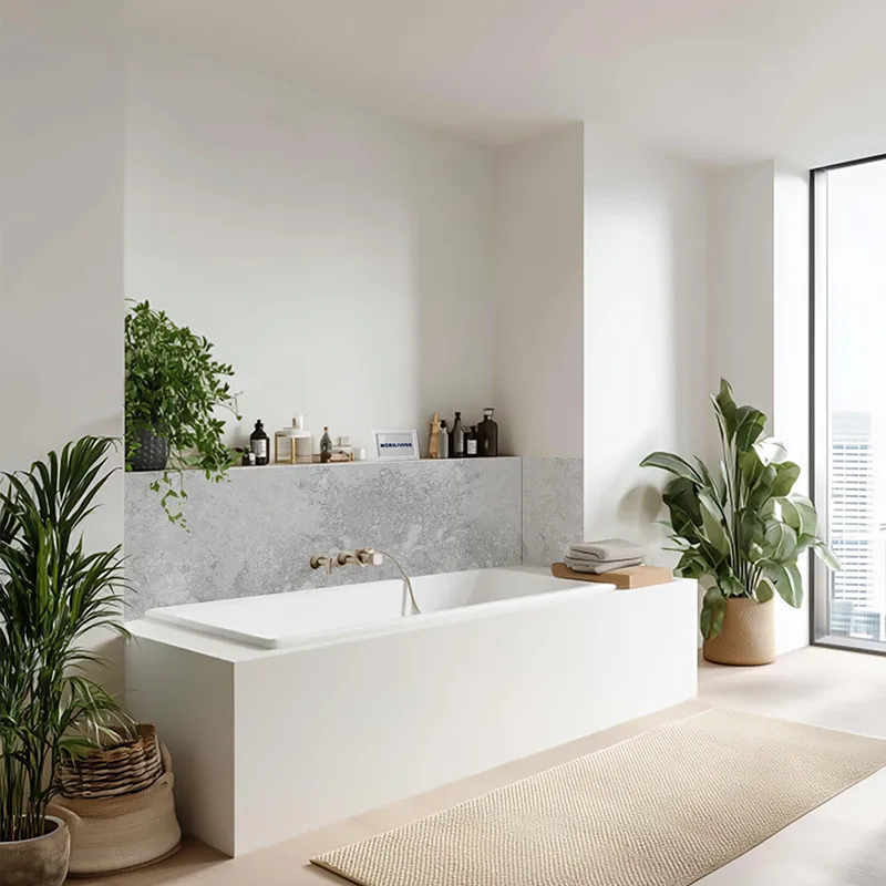 Badrückwand Alu Marmor hell grau 527a schwarz-weiß