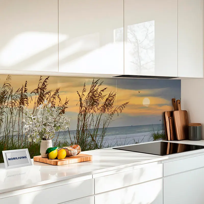 Glasrückwand Küche mit Strand und Sonnenuntergang
