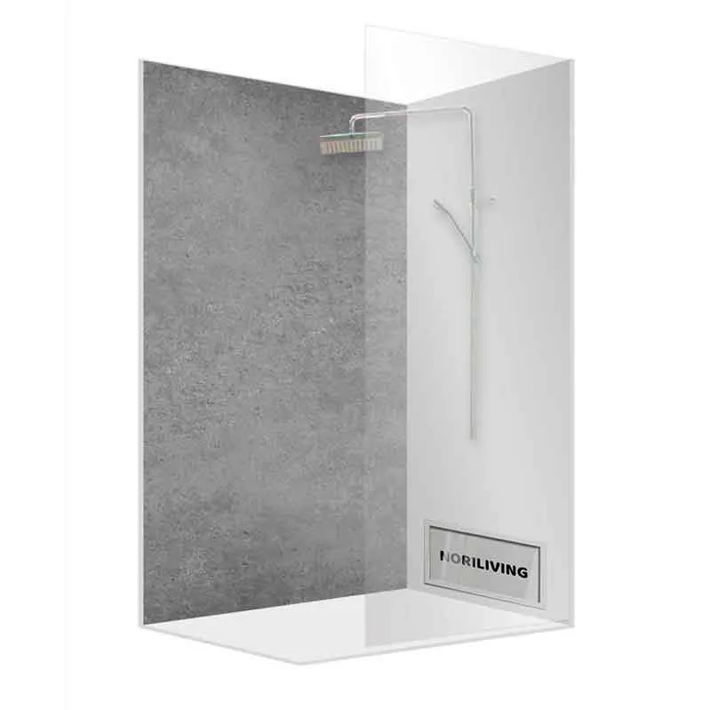 Duschkabine Walk-In mit Glaswand und Betonwand