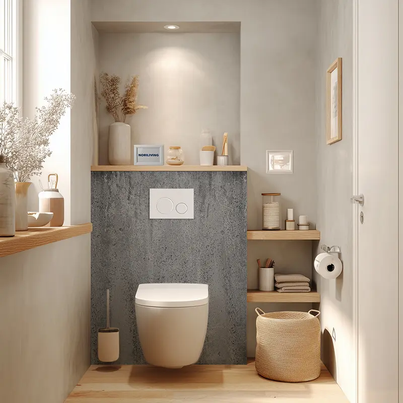 Toilettenrückwand Alu Natur - Beton hellgrau 913a