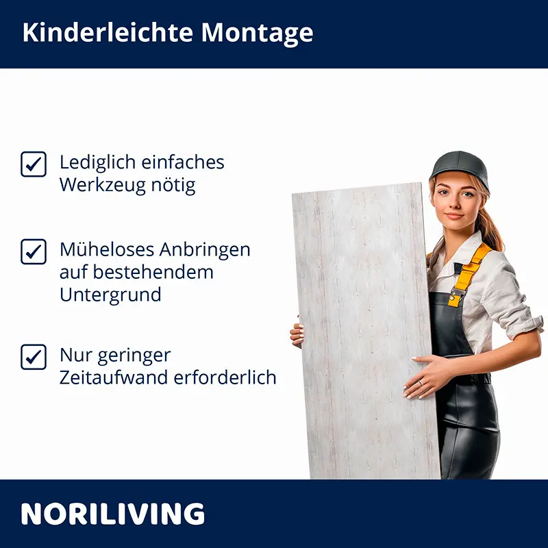 Person hält Wandpaneel, kinderleichte Montage