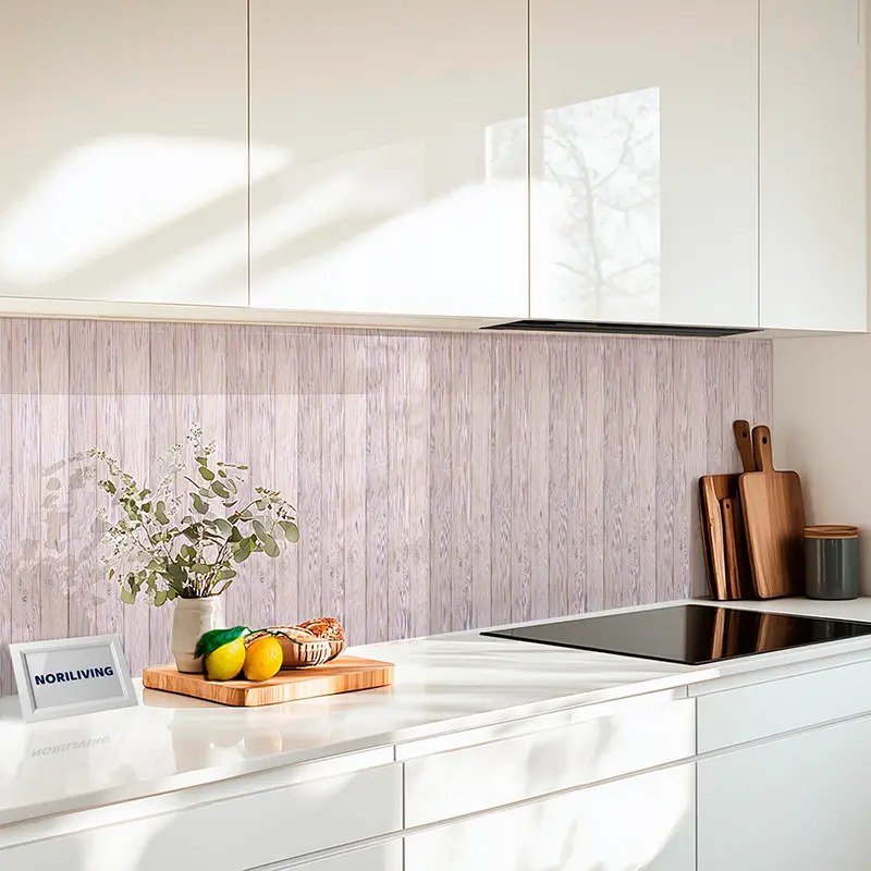 Küchenrückwand Echtglasoptik Profiline rötliche Holzpaneelen 890