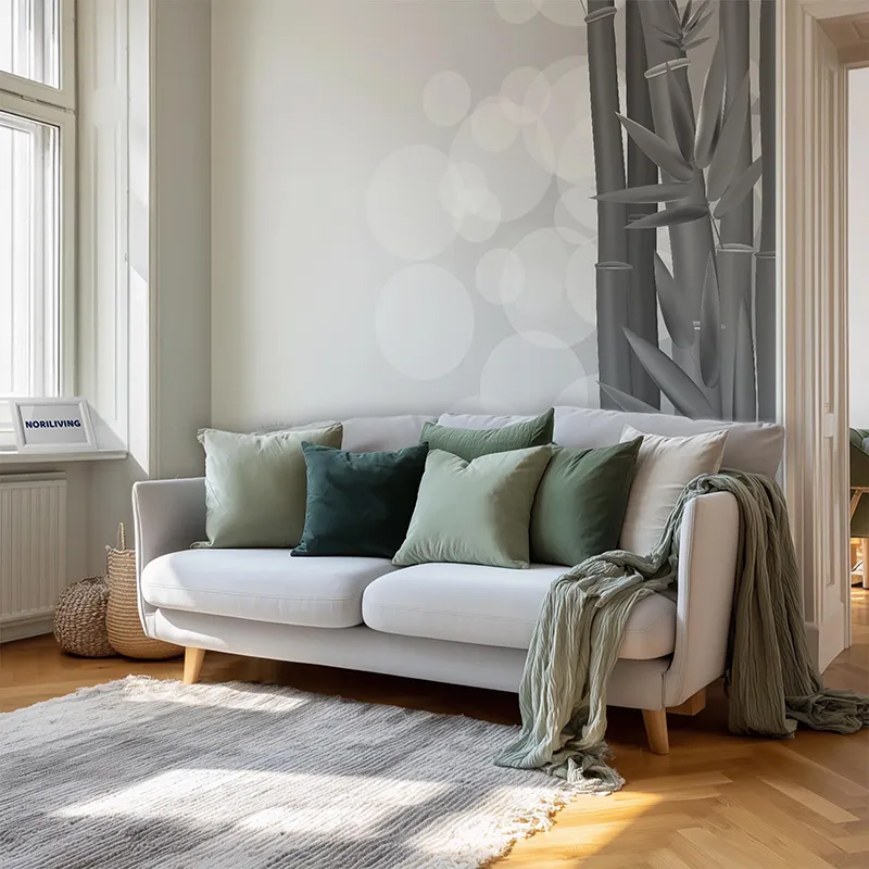 Wohnzimmerrückwand Alu Bambus 664 schwarz-weiß