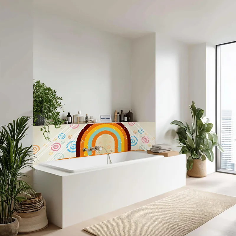 Badrückwand Alu 70er Muster mit Kreisen 909