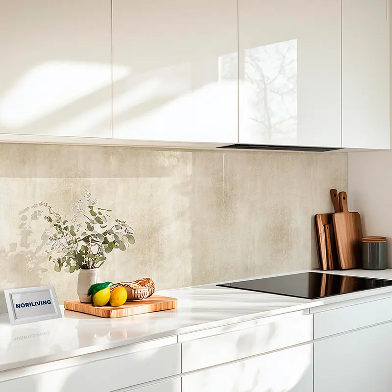 Helle Küchenarbeitsplatte mit Schneidebrettern