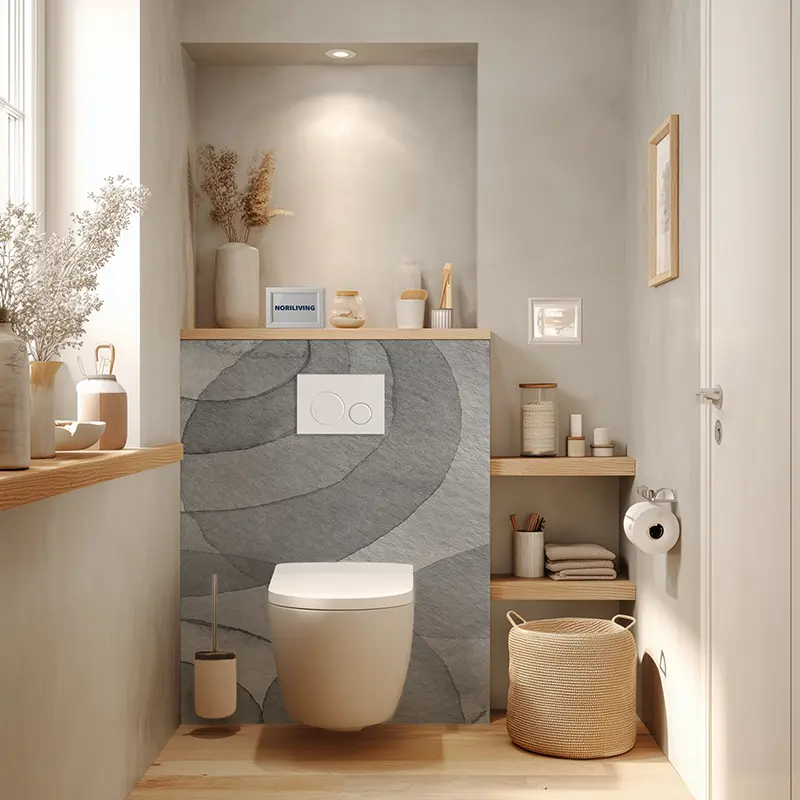 Toilettenrückwand Alu abstrakte Aquarellkreise 407 schwarz-weiß