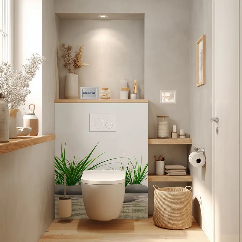 Toilettenrückwand Alu Zen Gras Steine 940