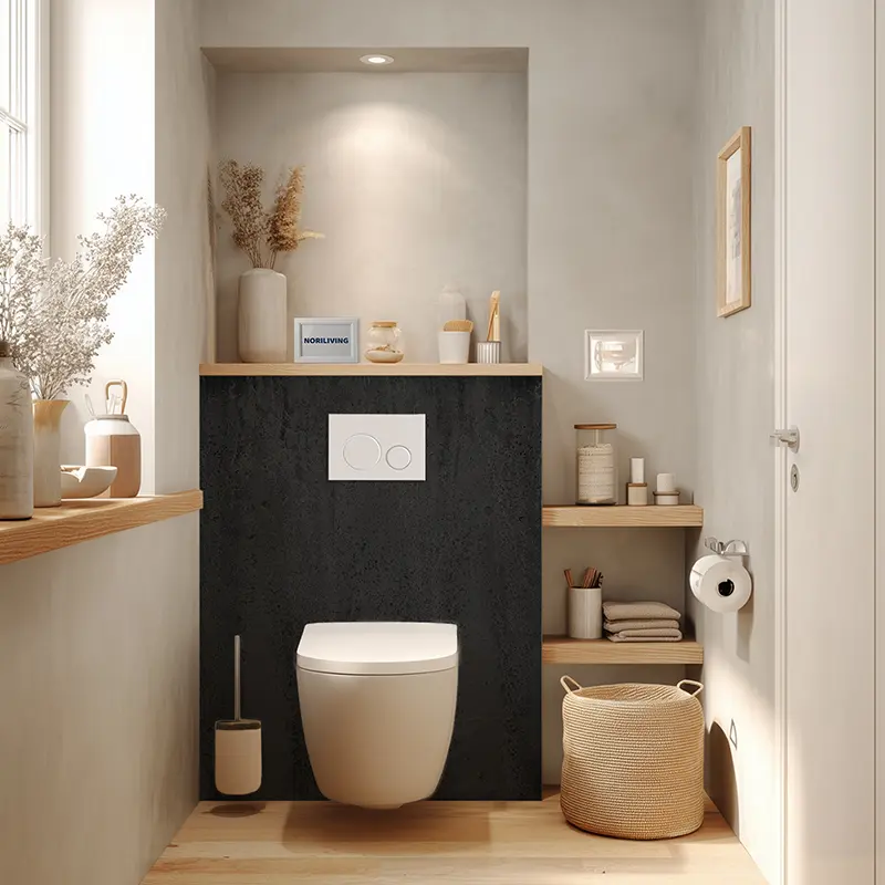Toilettenrückwand Alu Natur - Beton dunkelgrau 913c schwarz-weiß