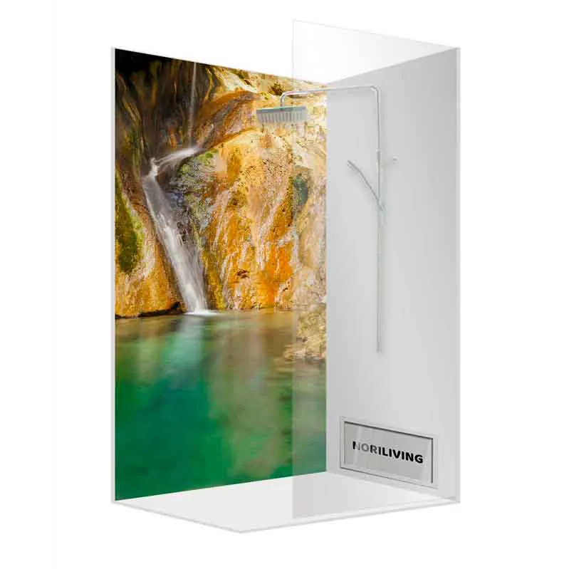 Glasdusche mit Wasserfall-Print und Regendusche