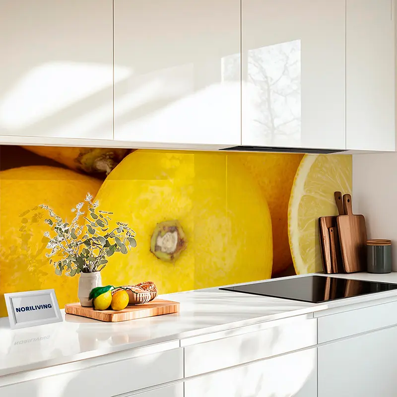 Küchenrückwand mit großem Zitronenmotiv