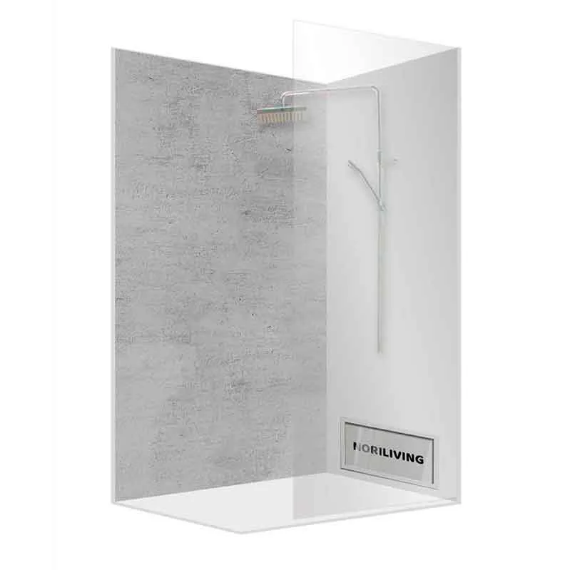 Eckdusche mit verchromter Brause und Nische