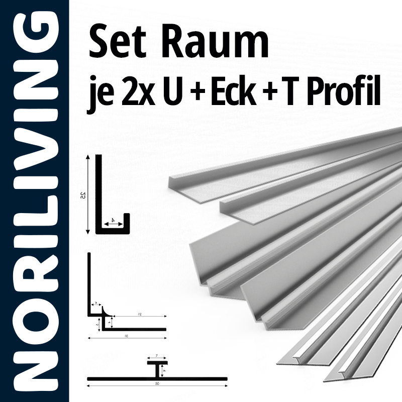NORILIVING Set mit 2x U, Eck und T Profil zur Raumgestaltung