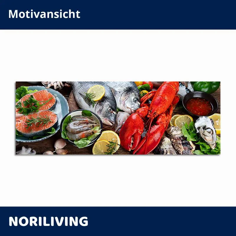 Frische Meeresfrüchte: Hummer, Fisch, Garnelen