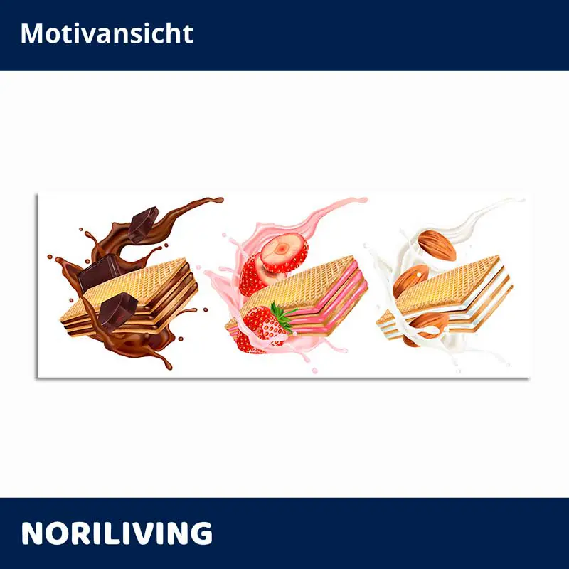 Drei Waffelriegel mit Schoko-, Erdbeer- und Mandelfüllung