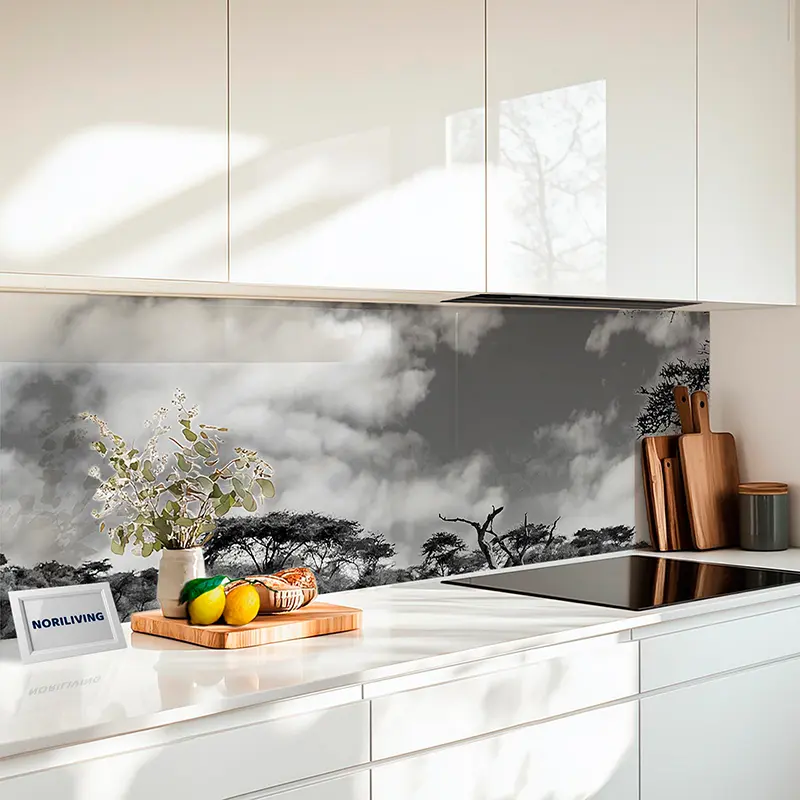 Küchenrückwand Echtglasoptik Profiline Akazienbäume in Afrika 288 schwarz-weiß