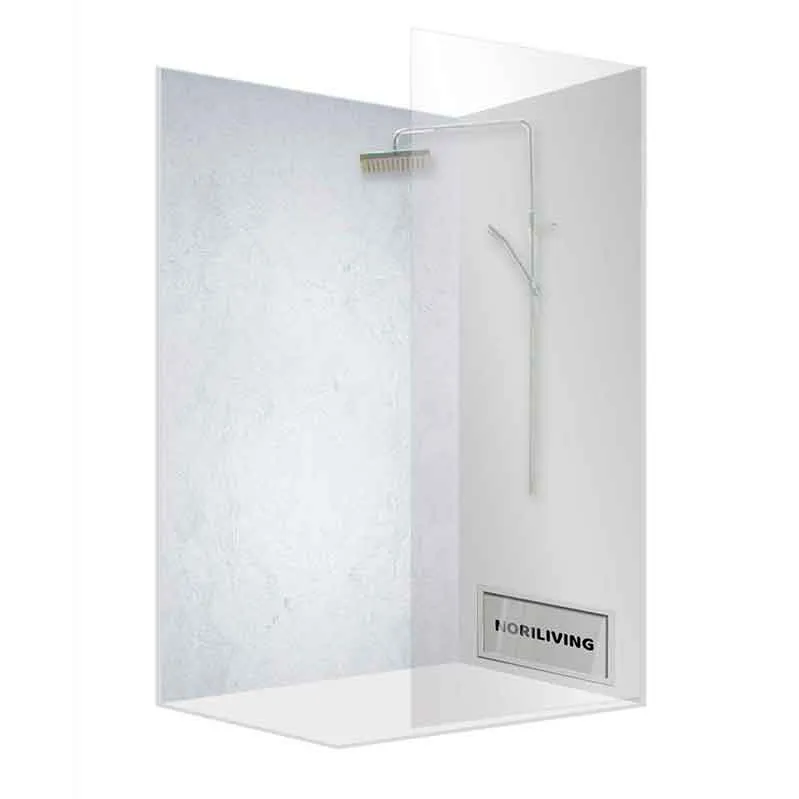 Moderne Eck-Dusche mit Regendusche, Handbrause