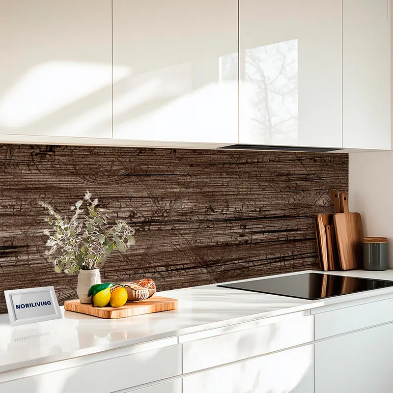 Küchenrückwand Echtglasoptik Profiline Braune Holzplanken mit Kratzern 036