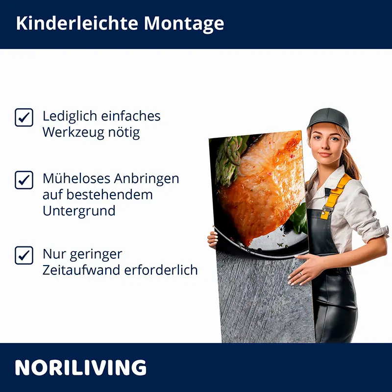 Frau trägt Noriliving Paneel, Hinweise zur Montage