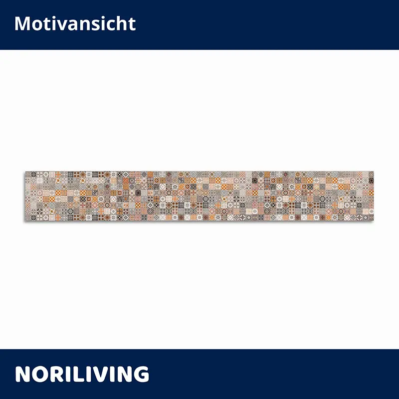 Schmale Mosaikfliese mit Ornamenten in Beige und Braun