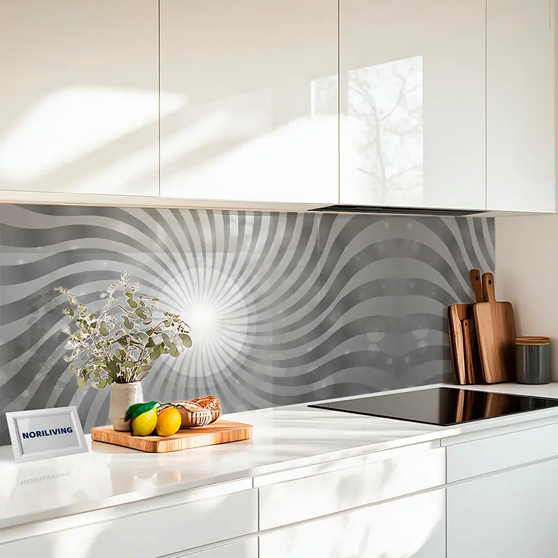 Fliesenspiegel Alu Kreis- und Wellenmuster 303 schwarz-weiß