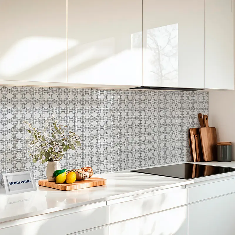 Wandfolie Fliesen Pastellfarben 901 schwarz-weiß