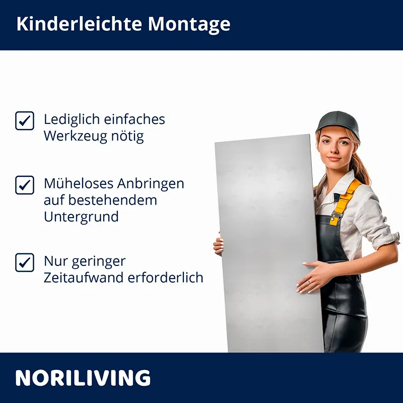 Frau hält Paneel, Hinweise zur einfachen Montage