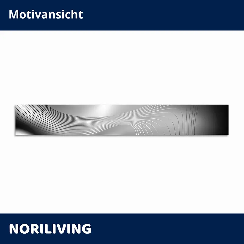 Modernes silbernes Wandbild mit geschwungenen Linien