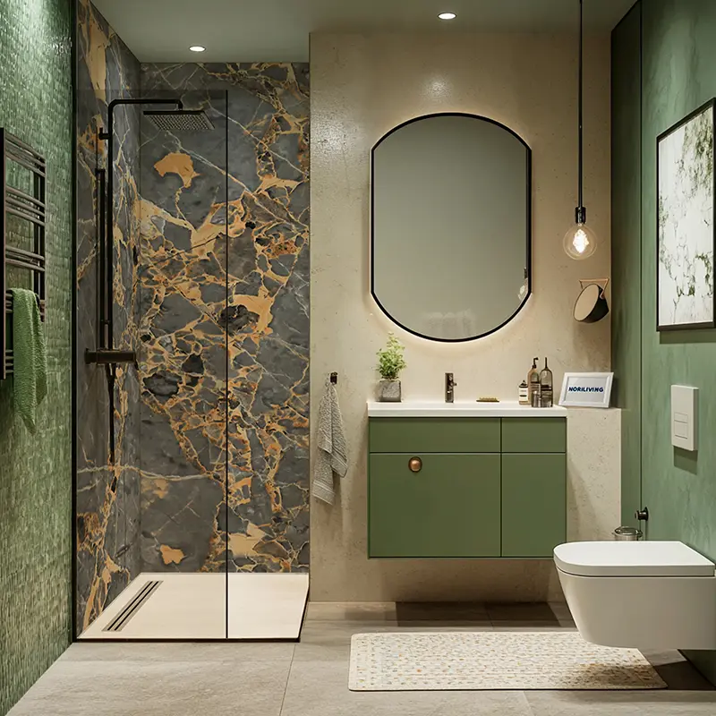 Duschrückwand Alu 3-6mm Marmorstruktur mittelgrau mit rost