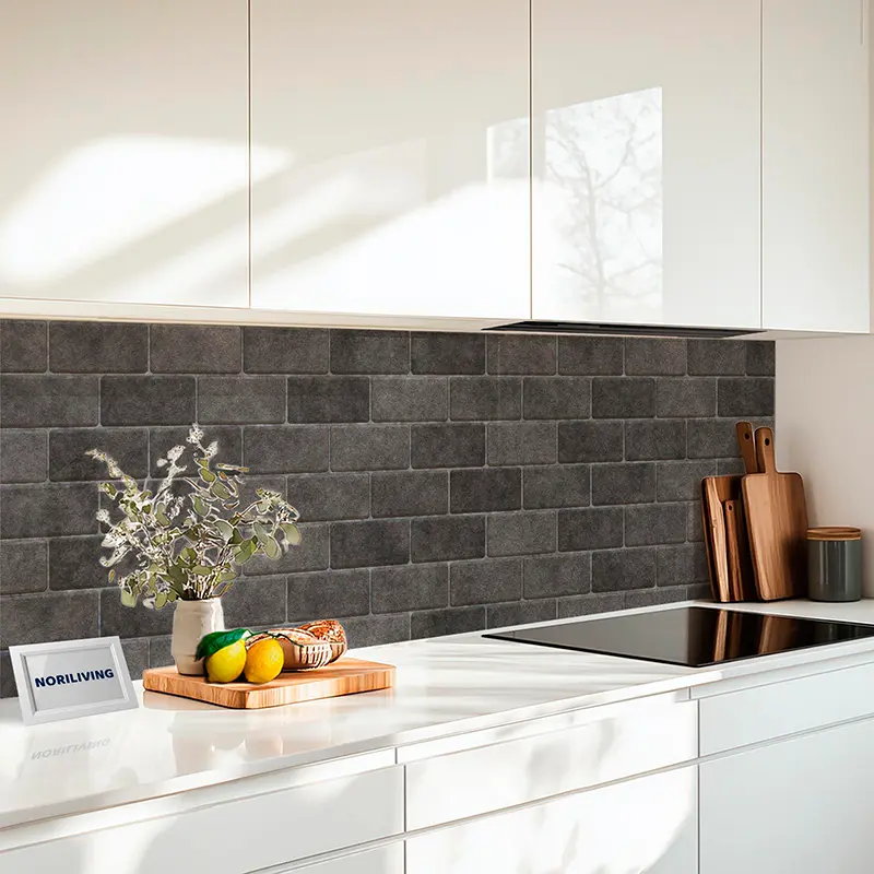 Küchenrückwand Echtglasoptik Profiline graue Ziegelmauer groß 995